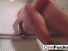 christiana shows off her big tits and ass in the shower and bathtub