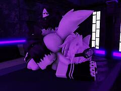 Oh wow, hard sex with my furry girlfriend in Roblox, bent over for doggystyle!