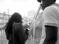Pregnant Slut Sucks Black Dick Outside In Broad Daylight. Crazy Face Fucking With Glasses On.
