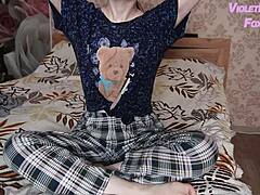 Student teases nipples and tits post-college until orgasm hits