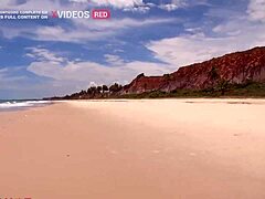 holy shit, young 18+ brunette gets blowjob and cowgirl fuck on nudist beach in paraiba!