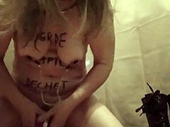 European Slave Bent Over in BDSM Humiliation and Doggy Flashing
