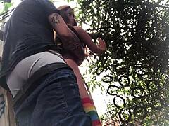 Fucking that redhead sex toy's tight ass in the outdoor backyard quickie 😈