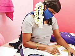 School girl first fucking with telugu dirty talks, tight pussy blowjob and riding