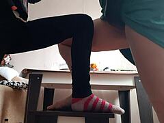 Middle Aged Woman And Student Masturbate On Chairs