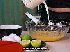 Bold Milf Cooks Pancakes in Kitchen