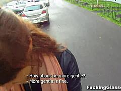 wanna see shy skinny teen rina with glasses get fucked doggystyle on stairway and cum hard?