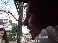 Easy convinced babe jumps in van with stranger and fucks