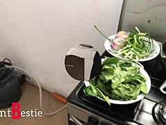 Caught stepsister in kitchen for Sunday morning quickie