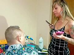 I love how this brazilian mature blonde with big tits and ass gets crazy on her belly for cellphone repair
