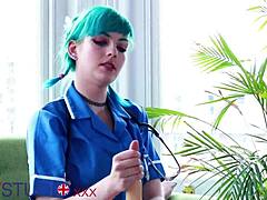 Blue Haired Alternative Nurse Takes Care Of Your Cock In Appointment