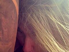 saw my neighbor watching me got so horny called my cuckold husband to lick him while the neighbor stares