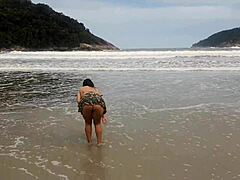 Found Famous Toy On Beach And Offered My Fat Pussy Right Away!