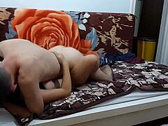 This petite college teen girlfriend starts with romantic missionary licks, then rides my big cock rough in wet pussy creampie action at home