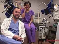 Oh man, check this out 😏 Jackie Banes is getting her yearly gyno exam from nurse Lilith Rose, all caught on hidden cam at the hospital!