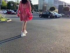 I Feel So Aroused Watching Hot Woman Flash Panties And Grope Wet Pussy On Public Bus In Dress