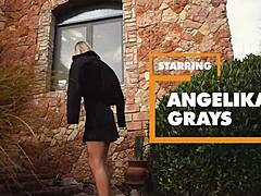 Intense pov fuck with milf Angelika Grays in lingerie heels on sofa