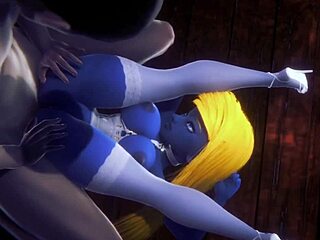 Gargamel smurfs Smurfette in 3D