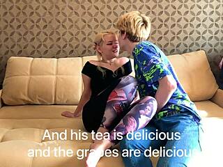 Blonde bombshell's oral skills on display