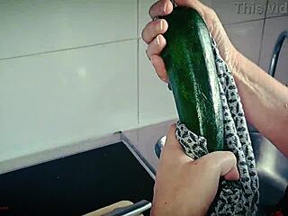 Sultry lady's kitchen surprise