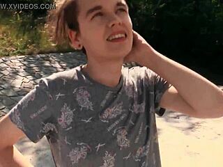 Gay Czech twink's deepthroat and handjob