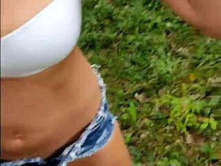 Maria Kalos fucked hard outdoors with cum on ass
