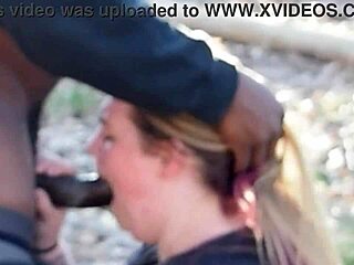 Daring Blonde BBW Takes Huge Cock Outside