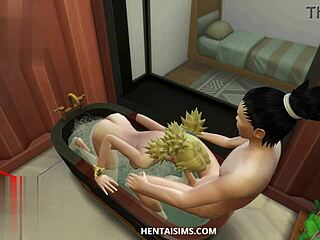 shikamaru cums on temari’s pussy in bath