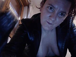 Italian dominatrix in leather dominates you hard