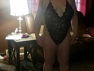 Black Dress Strip with Ripped Clothes Tease