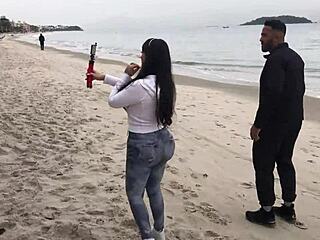 Angel Lima’s beach pussy dive with Tony