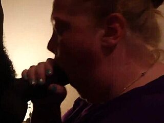 Chubby redhead sucks big black cock hard