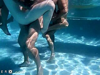 Trans pool party with irresistible shemales