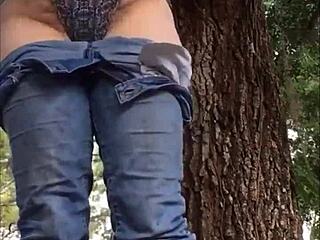 Naughty Brunette Slut in Outdoor Panties