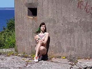Russian Girl's Bold Outdoor Display