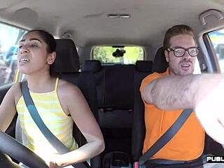 Arab babe rimming and deepthroating tutor in car