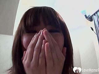 asian brunette opens wide on my private bed