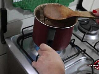Blonde Fucked with Dildo Covered in Honey