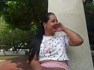 Hot Colombian women in public park