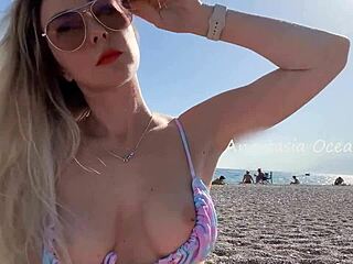 Blonde Stunner Teases at Nudist Beach