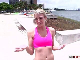 Blonde Stretches On Beach Then Sucks Hard Cock