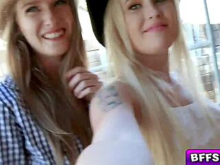 Ever seen hot blondes take turns riding?