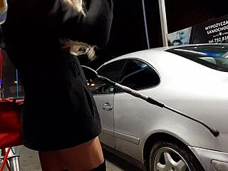 Car wash turns into transsexual outdoor fun