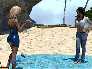 A sultry dance with blond beauty by the shore