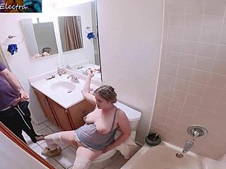 Stepmom Masturbates In Bathroom, Invites Stepson