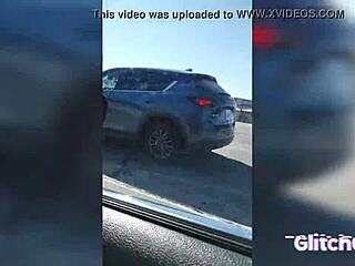Euro Babe Strokes Huge Black Shaft In Public Lot