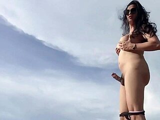 Trans woman enchants on beach