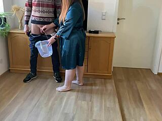 Mother-in-law teases with blowjob and reveals big hairy assets