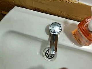 Young Guy Strokes Cock In Restaurant Bathroom