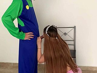Luigi claims princess's prize before Mario on Halloween night
